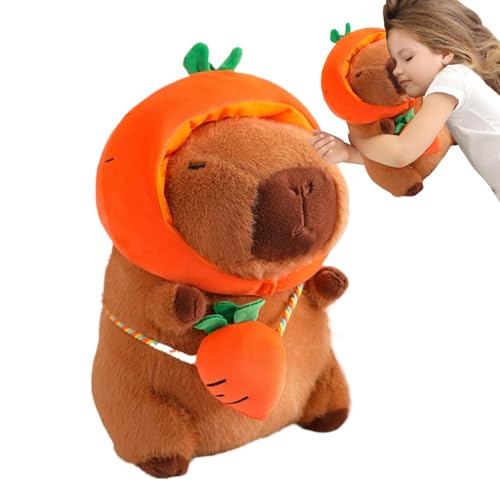 Chaies Capybara Stofftier, Capybara Plüschtier | Kuscheltierpuppe mit weichem Gemüsemotiv,28 cm großes Capybara-Plüschspielzeug mit und Tasche, niedliche Heimdekoration für Wohnzimmer, Schlafzimmer, von Chaies