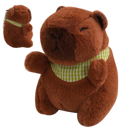 Chaies Capybara Stofftier, Capybara Stofftier, Capybara mit Bandana gefülltes Plüschtier, 12 cm großes Tier-Plüsch-Schlüsselzubehör, Schlüsselanhänger-Anhänger für und Mädchen von Chaies