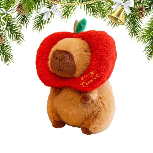 Chaies Capybara Stofftier,Weihnachtsstofftier Capybara | Süße Capybara mit Kopfbedeckung, weihnachtliche Stoffpuppe | Weiches, Bezauberndes Plüschtier, 9,8 Zoll großes Festival-Plüschtier für von Chaies