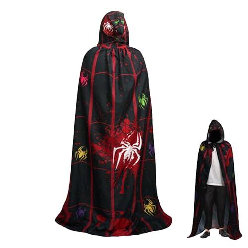 Chaies Halloween-Umhang, Halloween-Umhang | Gruselig bedruckter Kapuzenumhang in voller Länge,Kapuzenpullover, Hexenumhang, Halloween-Cosplay-Kostüme für Damen und Herren von Chaies