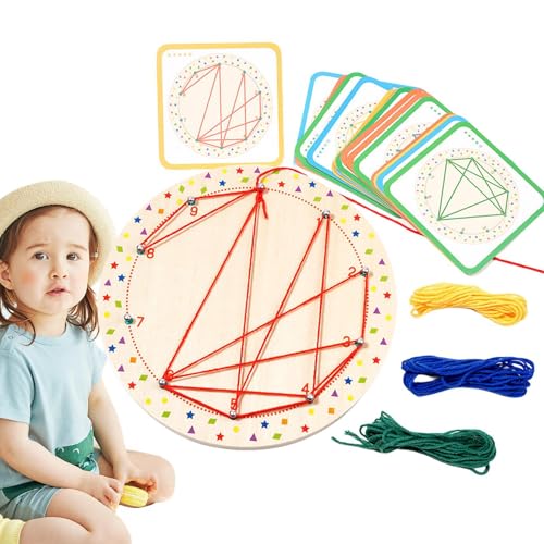 Chaies -Holz-Geoboard,Holz-Geoboard,Grafisches Lernspielzeug | Feinmotorik, Pädagogisches Wickelspielzeug für Mädchen und im Vorschulalter von 3–5 Jahren von Chaies