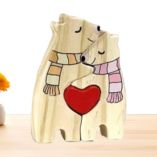 Chaies Holzbärenpuzzle,Holzpuzzle,Cartoon-Tier-Puzzle | Kreative Holzkunst-Puzzle-Tischdekoration, Weihnachtsskulptur, Heimdekoration für Tischregal, Nachttisch von Chaies