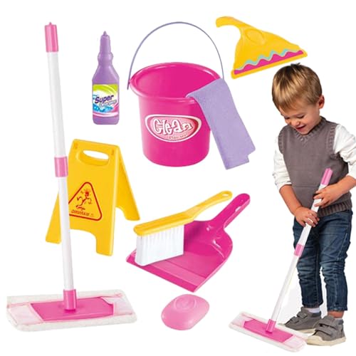 Chaies Kinderspielzeug-Reinigungsset, Kinderspiel-Reinigungsset - Housekeeping-Spielset - Rollenspiel-Haushaltsspielzeug für und Mädchen ab 3 Jahren, inklusive Besen, Mopp, Kehrschaufel und mehr, von Chaies