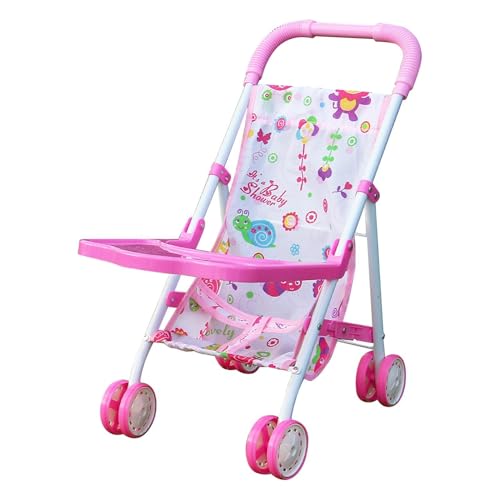 Chaies Kinderwagen für Puppen,Kinderfreundlicher Puppenwagen mit unterem Korb - Faltbares, leichtes und Geschenkspielzeug für Geburtstag, Weihnachten und Feiertage für Kinder ab 3 Jahren von Chaies