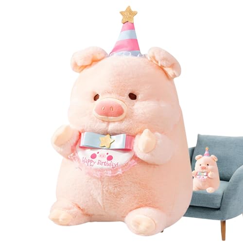 Chaies Kuscheltier-Umarmungskissen, süße Schweinchen-Plüschkissen | Weiches Stofftier | Plüschtier-Kissenspielzeug mit „Happy Birthday“-Banner zum Geburtstag, Ostern, Weihnachten von Chaies