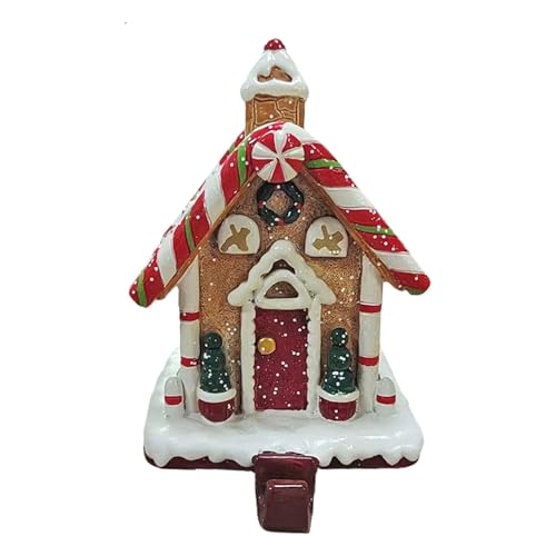 Chaies Lebkuchenhaus-Weihnachtsstrumpfhalter, Lebkuchenhaus-Strumpfhalter - Strumpfhalter für Kaminsims,Party-Dekoration, niedlicher Harz-Sortiment-Ständer, Urlaubsdekoration für Taschen, Schals, von Chaies