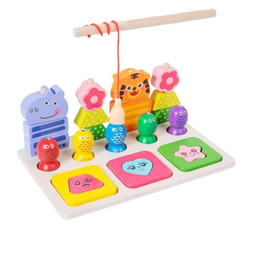 Chaies Magnetisches Fischereispiel für, hölzerne Kid Magnetic Fishing Toy,Formpassendes Spiel für - Kreative Feinmotorik -Fähigkeiten Spielzeug für Mädchen Kinder Kinder von Chaies