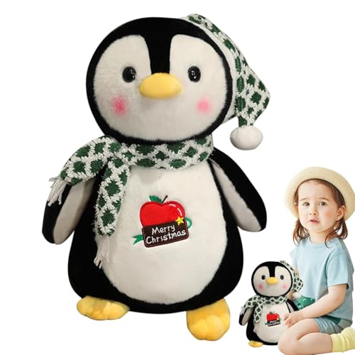 Chaies Pinguin-Plüschtier, ausgestopfter Pinguin, Weicher Schal Pinguin Plüschtier, Weiche Kuscheltier-Pinguin-Puppe mit Hut, süßes Plüsch-Pinguin-Spielzeug für Kleinkinder von Chaies