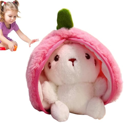 Chaies Plüsch Bunny Puppe, Stoffed Puppe | Reversible niedliche gefüllte Erdbeer -Kaninchenmodell,Komfortable Touch Plüsch Bunny Puppe für Wohnzimmer, Schlafzimmer, Kinderzimmer, Tisch, Schreibtisch von Chaies