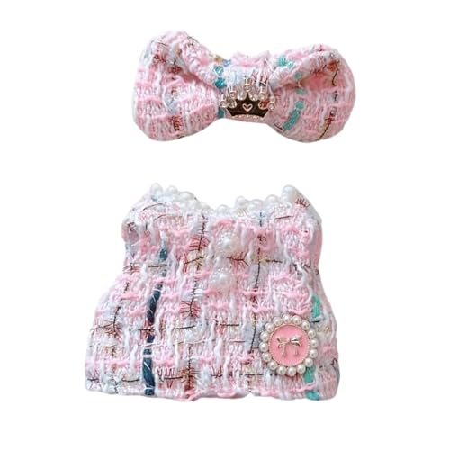 Chaies Plüschpuppen-Overall,Cartoon-Puppen-Anzieh | Anziehpuppenkleidung | Niedliche Stofffiguren-Overalls, Stoff-Cartoon-Plüschpuppenkleid mit Haarband für 17 cm Puppengeburtstag von Chaies