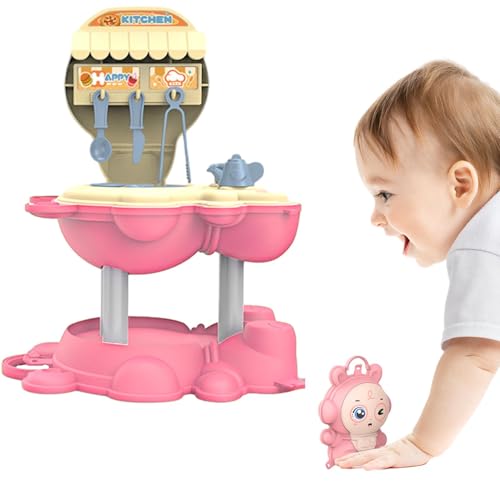 Chaies Pretend Food Kitchen Toys, Küchenspielset,Rollenspielset mit Spielzeugküche - Tragbares interaktives Spielzeugküchengeschirr für Mädchen im Alter von 3–8 Jahren von Chaies