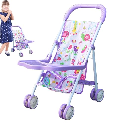 Chaies Puppenwagen | Faltbarer Kinderwagen mit unterem Korb,Kleid Mädchen Kinderwagen, Alter 3+ Kinder Geschenk Spielzeug Mädchen Puppe Zubehör, Mädchen Spielzeug von Chaies