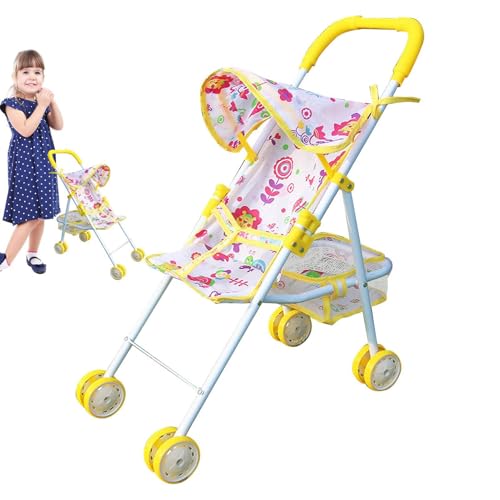 Chaies Puppenwagen - Kinderfreundlicher Puppenwagen mit unterem Korb,Kinderwagen zum Spielen im Freien, Puppenzubehör für Kinder ab 3 Jahren, und Mädchen für unterwegs! von Chaies