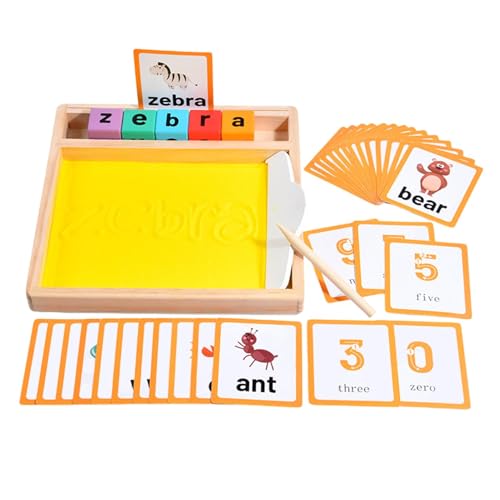 Chaies Sandkasten für Kinder,Sandkasten | Matching-Spiel für Kinder | Sandkasten-Spielzeug für Vorschulkinder zur Bildung von Buchstaben und Zahlen, Schreibtabletts aus Holzsand, passendes Spielzeug von Chaies