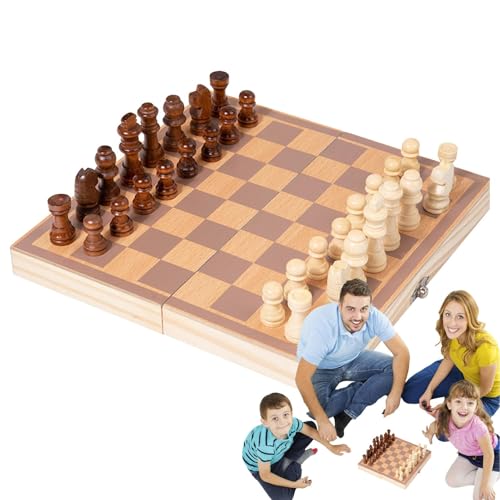 Chaies Schachbrett aus Holz, Schachbrettspiel | Interaktive Desktop-Schachspiele - Schachspielset, klappbares Schachbrett, Reiseschachspielzeug mit integriertem Stauraum für Hand-Auge-Koordination von Chaies