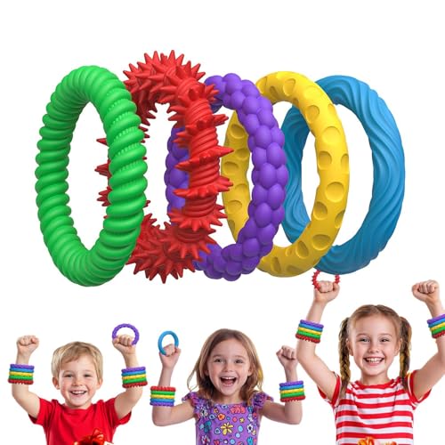 Chaies Sensorische Zappelarmbänder für Kinder, Zappelarmbänder für Teenager | 5X pädagogisches Silikon Stylisches lustiges Armband - Ruhige Preise Boxspielzeug, stilles Beruhigen Sie Sich für von Chaies