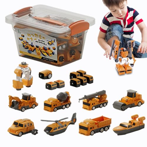 Chaies Spielfahrzeug-Set, Spielzeug mit verwandelnden Fahrzeugen - Magnetische Kinderfahrzeuge, zusammengebautes Konstruktionsspielzeug - Aufbewahrungsbox inklusive Sammelfiguren -Blöcke für von Chaies