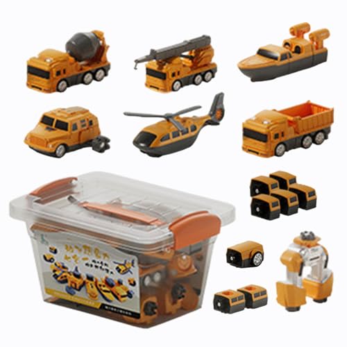 Chaies Spielzeug zum Verwandeln von Fahrzeugen, Spielzeugauto zum Verwandeln,Magnetische Kinderfahrzeuge, zusammengebautes Konstruktionsspielzeug | Aufbewahrungsbox inklusive Sammelfiguren -Blöcke für von Chaies