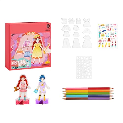 Chaies Sticker Dress Up,Mädchen-Stickerbuch,Prinzessin Dress Up Sticker-Spiel - Lustige Anzieh-Aufkleber für Mädchen, interaktives Prinzessin-Anzieh-Mädchen-Stickerbuch-Spiel von Chaies