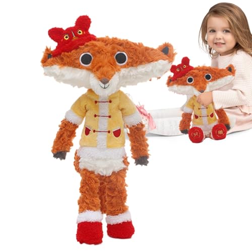 Chaies Süßer Stofffuchs,Fuchs Stofftier | Umarmbares pelziges Fuchs-Spielzeugkleidungs-Neujahrsoutfit für Kinder - 15,7 Zoll großes, bequemes, kuscheliges Fuchs-Plüschtier für Partys mit Tiermotiven von Chaies