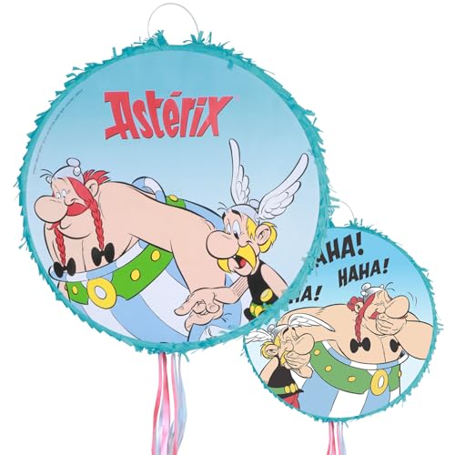 Asterix und Obelix Pinata rund 40 cm blau Comic Film Party-Zubehör Deko ohne Füllung Lizenz-Zubehör Party-Deko Geburtstag Mottoparty von Chaks