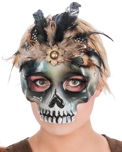 Chaks 13160, Totenkopf-Maske, Gold/Schwarz, mit Federn von Chaks