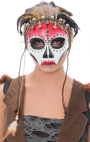 Chaks 13163, Voodoo Totenkopf-Maske, Weiß/Rot von Chaks