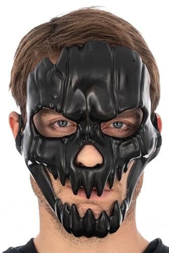 Chaks 13184-10, Totenkopf-Maske, schwarz, geriffelt, aus Kunststoff von Chaks