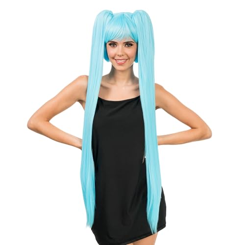 Chaks - Cosplay Perücke mit Pony, zwei lange Zöpfe, 99 cm, Langhaarperücke für Karneval, Festival Chaks - Cosplay Perücke mit Pony, zwei lange Zöpfe, 99 cm, Langhaarperücke für Karneval, Festival von Chaks