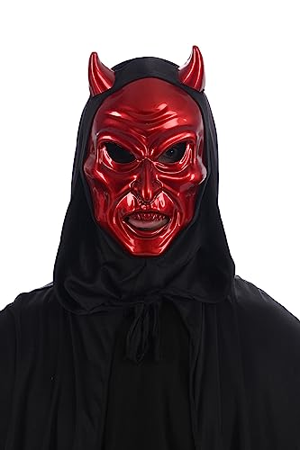 Chaks Halloween Maske Teufel mit Kapuze | Rot Schwarz von Chaks