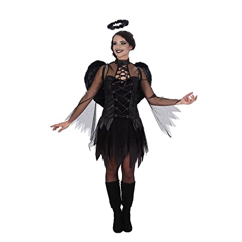 Chaks Kostüm Engel schwarz ausgefallen, für Damen – Verkleidung, Cosplay für: Halloween – Thema: Teufel – Größe XS von Chaks