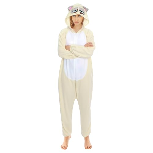 Chaks - Kostüm Grumpy Cat, Overall mit Kapuze, Onesie für Erwachsene, Tier Kostüm für Karneval, Mottoparty Chaks - Kostüm Grumpy Cat, Overall mit Kapuze, Onesie für Erwachsene, Tier Kostüm für Karneval, Mottoparty von Chaks