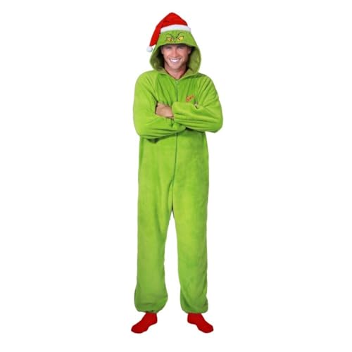 Chaks - Kostüm Kigurumi Grinch, haarig, grün, für Erwachsene von Chaks