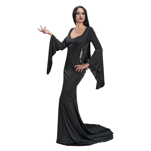 Chaks Kostüm Morticia für Damen | Langes Kleid Schwarz - Addams Family S von Chaks