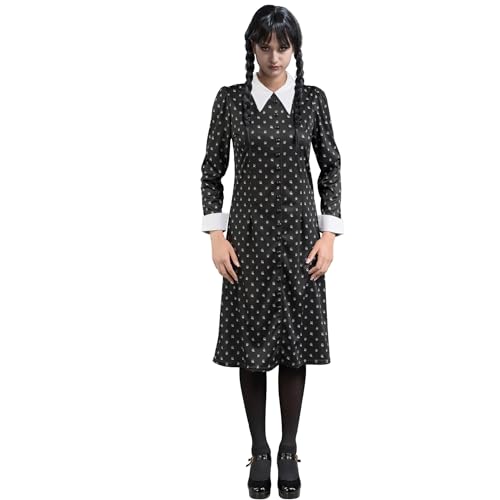 Chaks Kostüm Wednesday für Damen | Print Kleid Schwarz Weiß - Addams Family L von Chaks