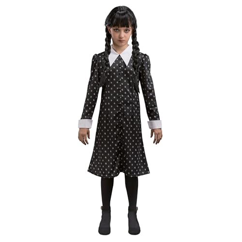 Chaks - Wednesday Addams Kostüm für Kinder, schwarzes Kleid mit weißem Kragen, Outfit für Halloween und Karneval Chaks - Wednesday Addams Kostüm für Kinder, schwarzes Kleid mit weißem Kragen, Outfit für Halloween und Karneval von Chaks