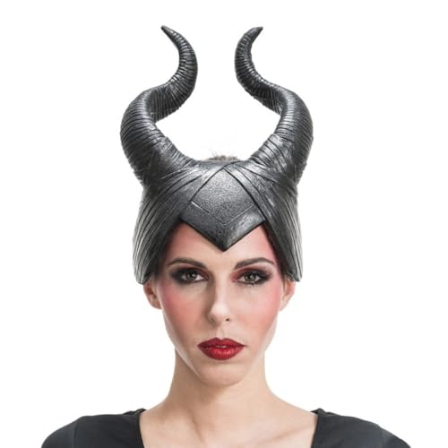 Chaks Latexhelm mit schmerzhaften Hörnern, 29 cm, Schwarz, EMME – Kostüm-Zubehör – Cosplay für Halloween – Thema: Halloween von Chaks