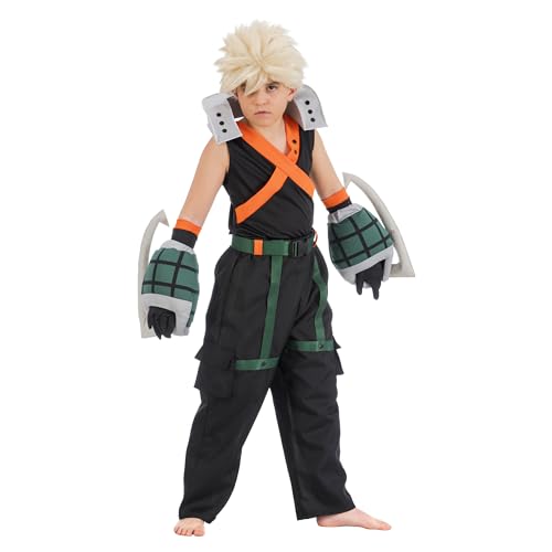 Chaks My Hero Academia Kostüm Katsuki Bakugo für Kinder Gr. 128-152 schwarz Manga-Kostüm Anime Cosplay Fasching Karneval (128) von Chaks