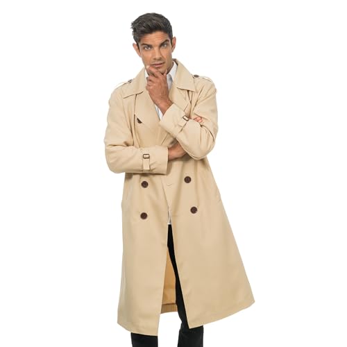 Chaks - Trenchcoat für Erwachsene, Beige, klassischer Detektiv Mantel, Inspector, für Karneval, Mottoparty Chaks - Trenchcoat für Erwachsene, Beige, klassischer Detektiv Mantel, Inspector, für Karneval, Mottoparty von Chaks