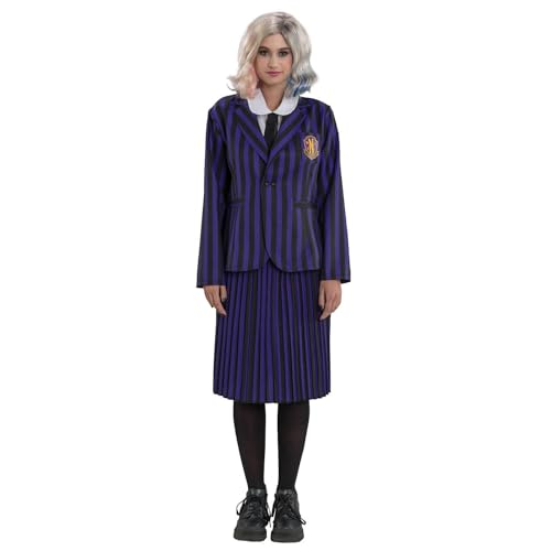 Chaks Wednesday Kostüm Enid für Damen | Schuluniform Schwarz Lila - Addams Family L von Chaks