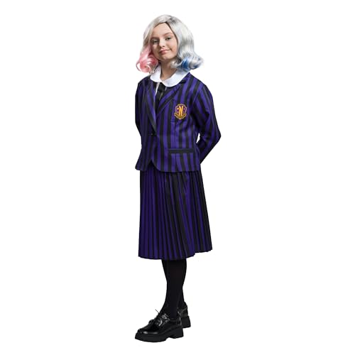 Chaks Wednesday Kostüm Enid für Kinder | Schuluniform Schwarz Lila - Addams Family 140 von Chaks