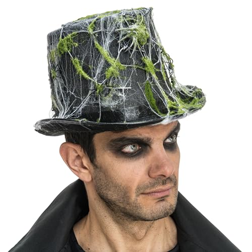 Chaks - Zylinder Hut für Herren in Schwarz, Spinnweben Design, düstere Kostüm Accessoires für Halloween und Karneval Chaks - Zylinder Hut für Herren in Schwarz, Spinnweben Design, düstere Kostüm Accessoires für Halloween und Karneval von Chaks