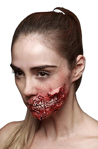 Generique - Fleischige Wunde Halloween Make-up Latexapplikation rot 9x7cm - Rot von Chaks