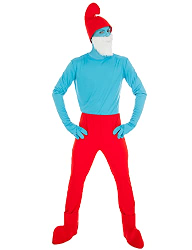 Chaks Papa Schlumpf-Kostüm Die Schlümpfe Faschingskostüm rot-blau - XL (190 cm) von Chaks