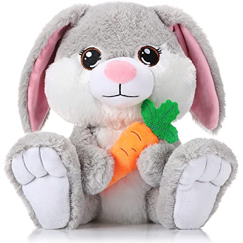 Chalyna 8 Zoll Ostern Hase Kuscheltier Kaninchen Stofftier Graue Schlaffe Ohren Sitzender Hase Umarmbares und Waschbares Hasen Plüschtier Geschenk für Kinder Mädchen Jungen Geburtstag Geschenke von Chalyna