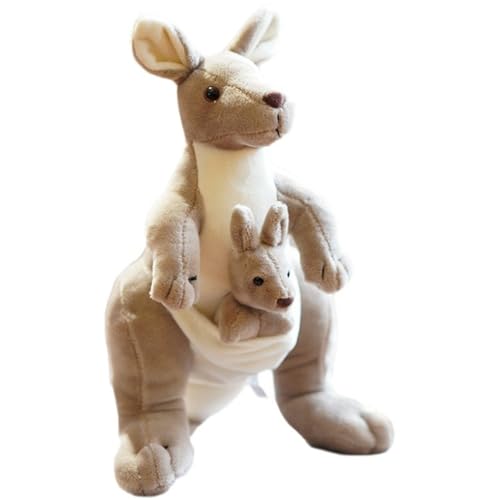 Champracer Känguru Plüschtier Plüschtiere, Kuscheltier Mutter und Kind Känguru, Weiches Kuscheliges Plüschspielzeug, Känguru süße Puppe, Geschenk für Kinder Mädchen Jungen (28 cm,Hellgrau) von Champracer