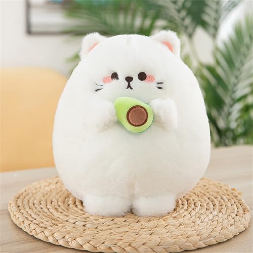 Champracer Katze mit Avocado, Kawaii Plüschtier Katze, Kuscheltier Plüschtier Avocado Katze Toy Avocado Katze Puppe Kissen, Geschenke für Freunde Kinder (30 cm,Weiß) von Champracer