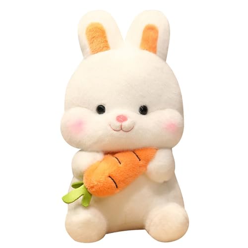 Champracer Kuscheltier, Niedliche Karotte Kaninchen Plüschtier, Weiche und gemütliche Puppen, Bunny hält Karotten Puppe, Geschenk für Kinder Mädchen Jungen (26 cm,weiß) von Champracer