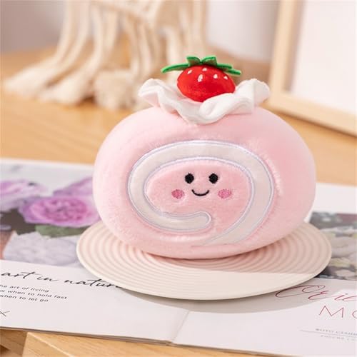 Champracer Lebensmittel-Kuscheltiere, Plüschspielzeug in Form Einer Kuchenrolle, Cake Plush Toy, Kuchen-Stofftier, Geschenk für jedes Alter und jeden Anlass (14 * 10 cm,Erdbeere) von Champracer