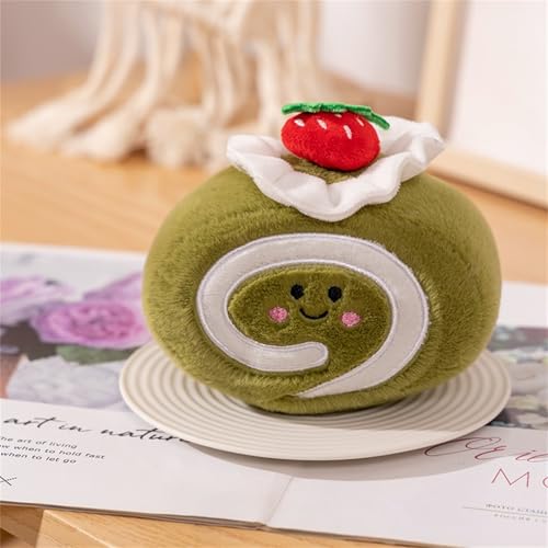 Champracer Lebensmittel-Kuscheltiere, Plüschspielzeug in Form Einer Kuchenrolle, Cake Plush Toy, Kuchen-Stofftier, Geschenk für jedes Alter und jeden Anlass (14 * 10 cm,Matcha) von Champracer